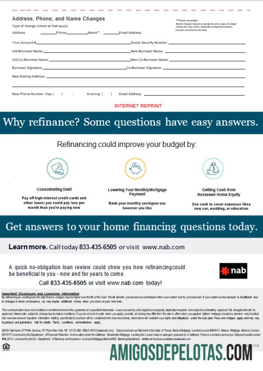 Extrato de hipoteca do USA Nab Bank em formatos Word e PDF, 3 páginas 3 exemplo